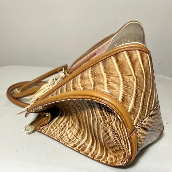 Brahmin Arden Pink and Brown Leather Satchel 15.5 x 9.5 x 5.0. LIKE NEW WOT - Picture 6 of 9